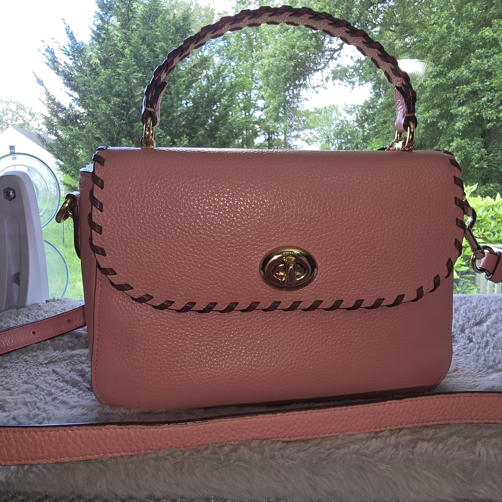 Coach Marlie Top Handle Pink Crossbody Bag with Whipstitch Detailing